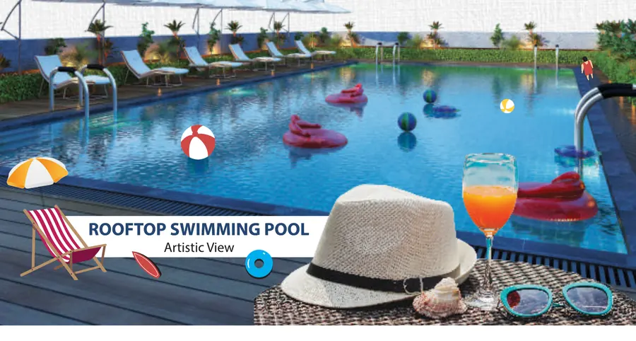 Rooftop swimming pool at the clubhouse